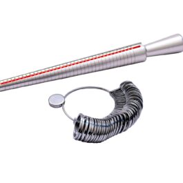 New Silver Ring Sizer Finger Sizing Jewelers Measuring Stick Metal Finger Ring Gauge Set Mandrel Size Jewelry Tool Equipment