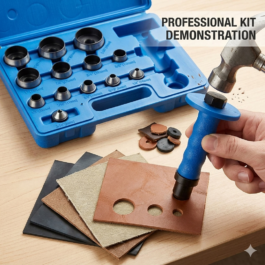 BreCraft®14-Piece Heavy-Duty Hollow Hole Punch Set – Metric & Imperial Versatility for Leathercraft, Automotive & Industrial Use