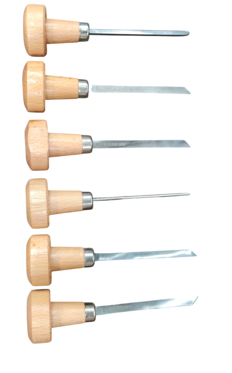 Graver Set BreCraft™ 6 piece Wooden Handle Hand Machine Graver Set - Breeze tools