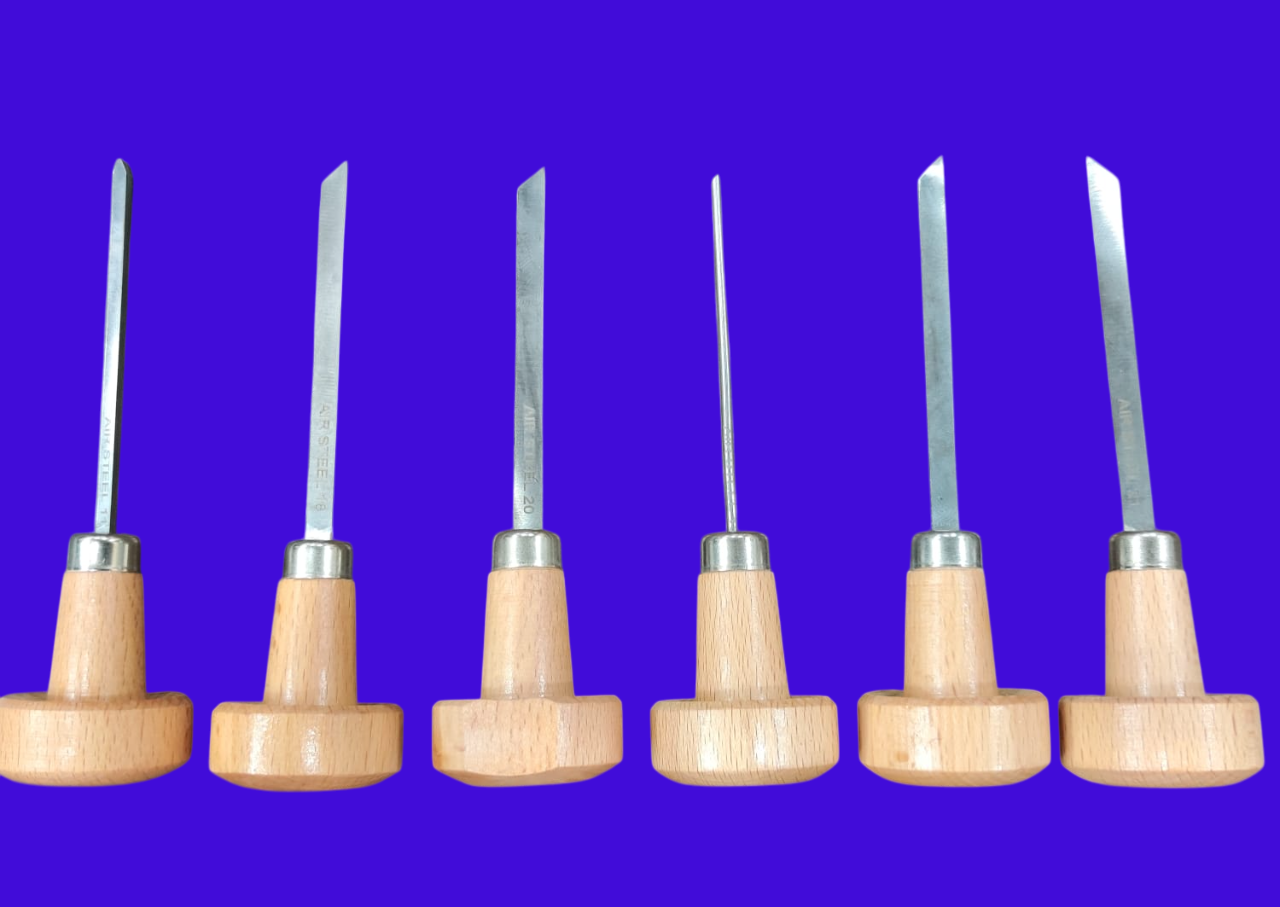 Graver Set BreCraft™ 6 piece Wooden Handle Hand Machine Graver Set - Breeze tools
