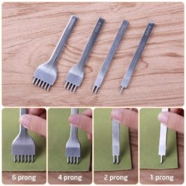 BreCraft® 4pcs 4mm Leather Hole Punch Working Tools 1/2/4/6 Prong Chisels