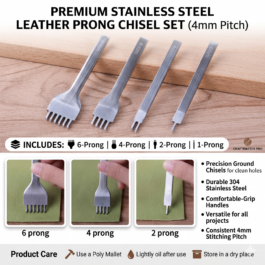 BreCraft® 4pcs 4mm Leather Hole Punch Working Tools 1/2/4/6 Prong Chisels