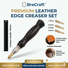 BreCraft™Leather Edge Creaser Set (4 Replaceable Brass Head)